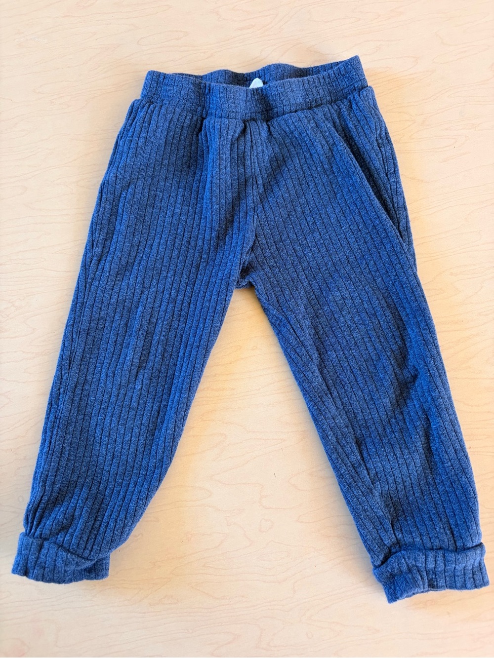 Kate Quinn 2T Wide Ribbed Jogger Pants in Blue 100% Organic Cotton